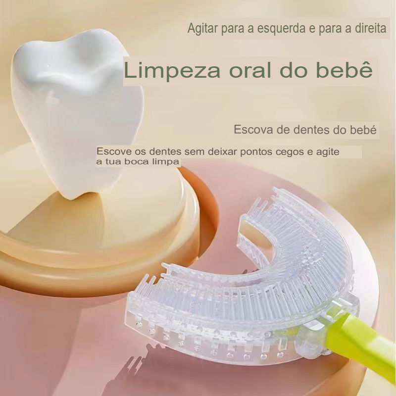 Escova de Dentes em Forma de U para Crianças de 2 a 12 Anos - Silicone