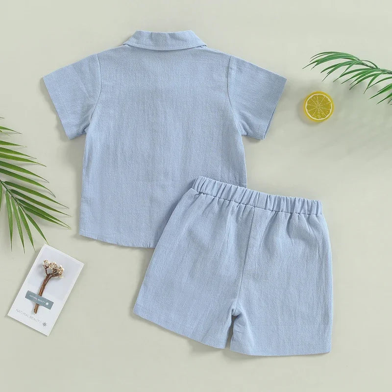 Conjunto de T-shirt e Shorts de Linho para Bebê