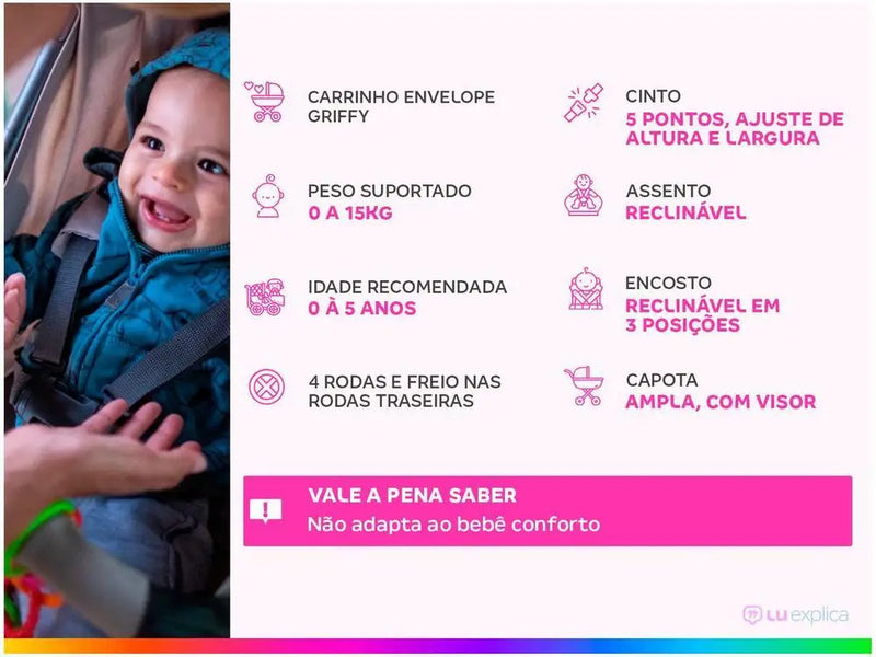 Carrinho de Bebê Cosco Griffy 4 Rodas (0 a 15kg)