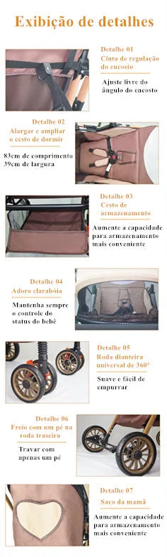 Carrinho de Bebê Dobrável Inverno Verão 3C