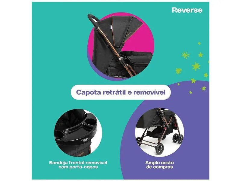 Carrinho de Bebê com Bebê Conforto Cosco Kids Travel System TS DUO Reverse 0 a 15kg