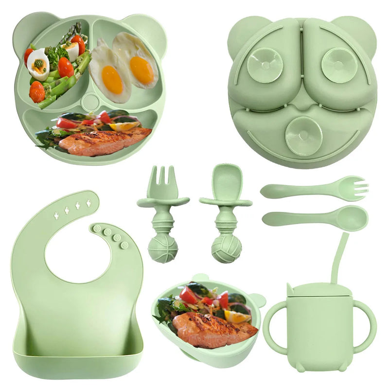 Kit de Alimentação de Silicone para Bebê - Conjunto de 8 Peças