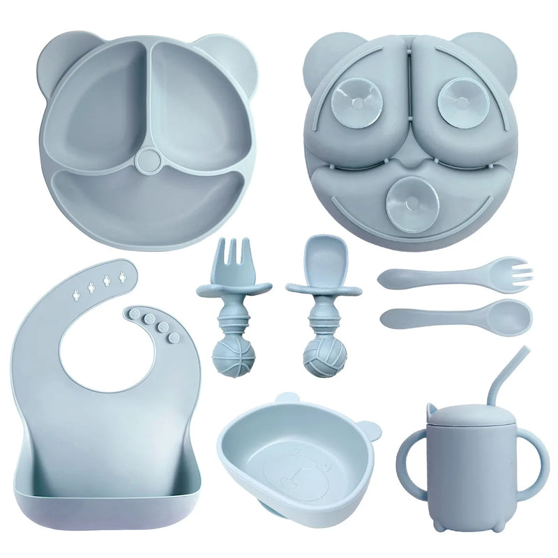 Kit de Alimentação de Silicone para Bebê - Conjunto de 8 Peças